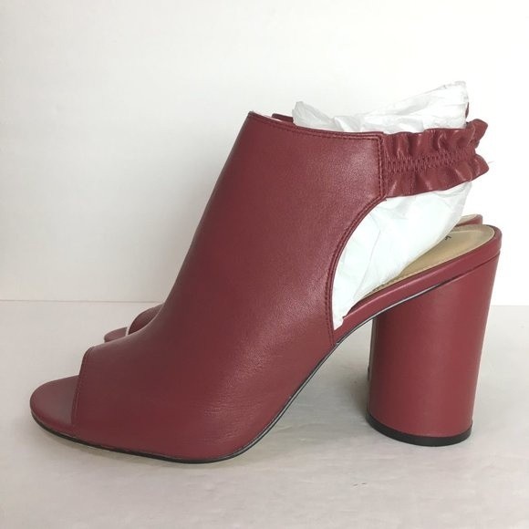 Katy Perry The Jocelyn Mulberry‎ Red Nappa Leather Ruffle Shooties Heels Size 10 - Picture 6 of 16